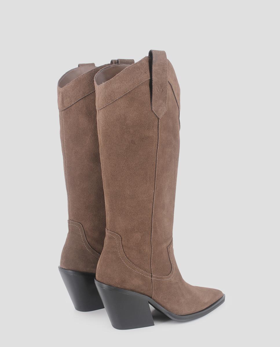 Botas altas de mujer cassian de tacón ancho de piel - Blogger - Arena Arena-2