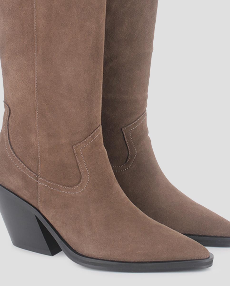 Botas altas de mujer cassian de tacón ancho de piel - Blogger - Arena Arena-4