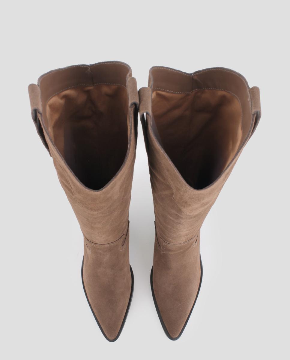 Botas altas de mujer cassian de tacón ancho de piel - Blogger - Arena Arena-5