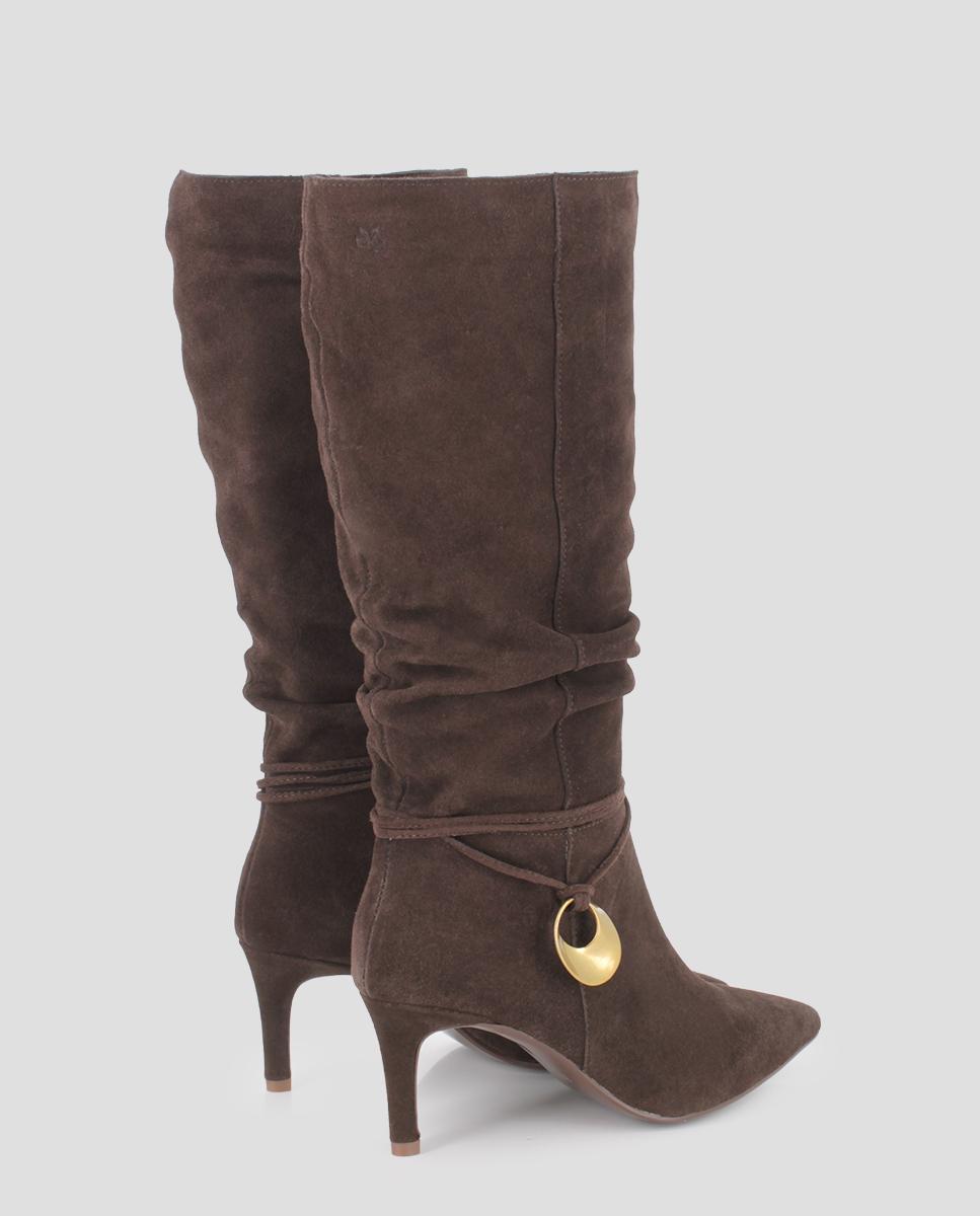 Botas altas de mujer kassia de piel con tacón - Blogger - Marrón Marrón-2