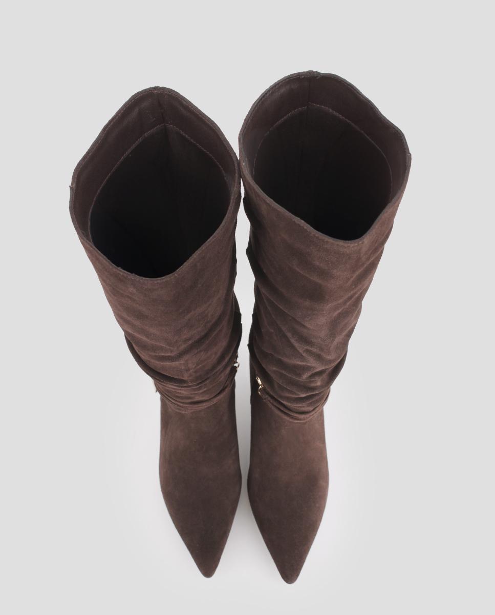 Botas altas de mujer kassia de piel con tacón - Blogger - Marrón Marrón-5