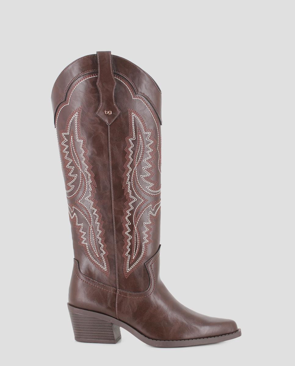 Botas cowboy elowen en polipiel con tacón medio - Blogger - Marrón Marrón-1