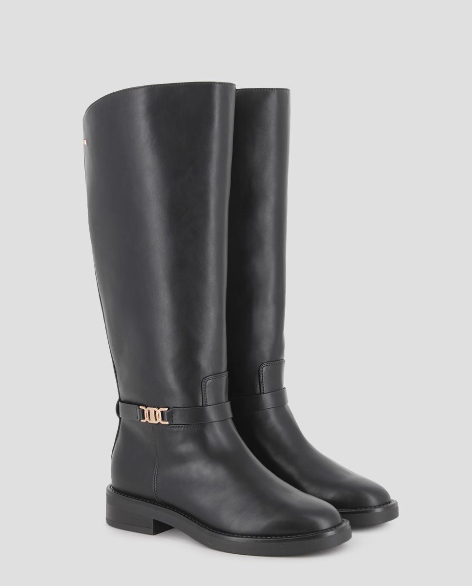 Botas altas de mujer en polipiel con detalle metálico arya - Blogger - Negro Negro-4