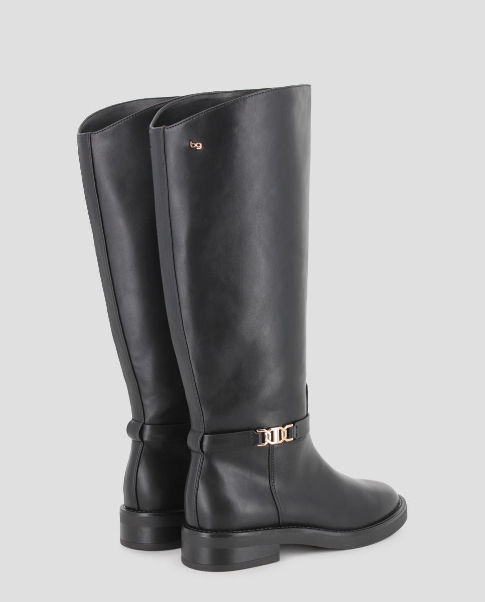 Botas altas de mujer en polipiel con detalle metálico arya - Blogger - Negro Negro-3