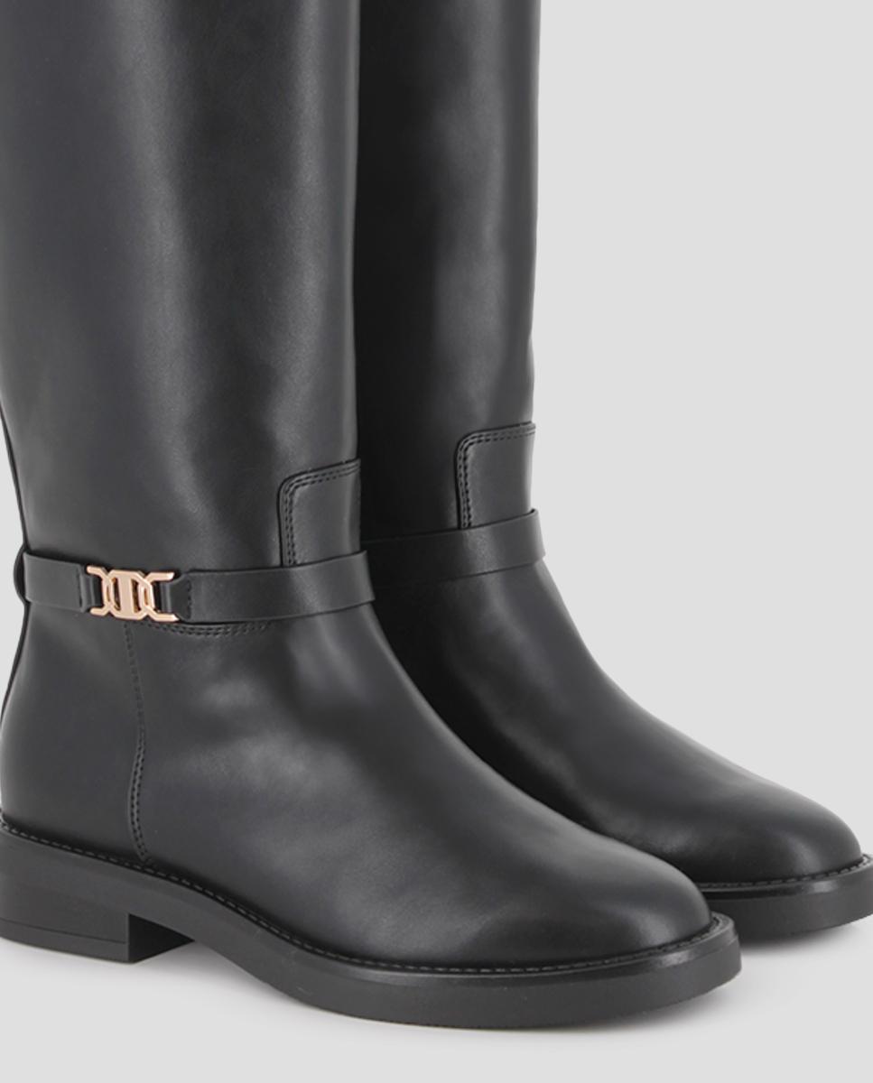 Botas altas de mujer en polipiel con detalle metálico arya - Blogger - Negro Negro-2