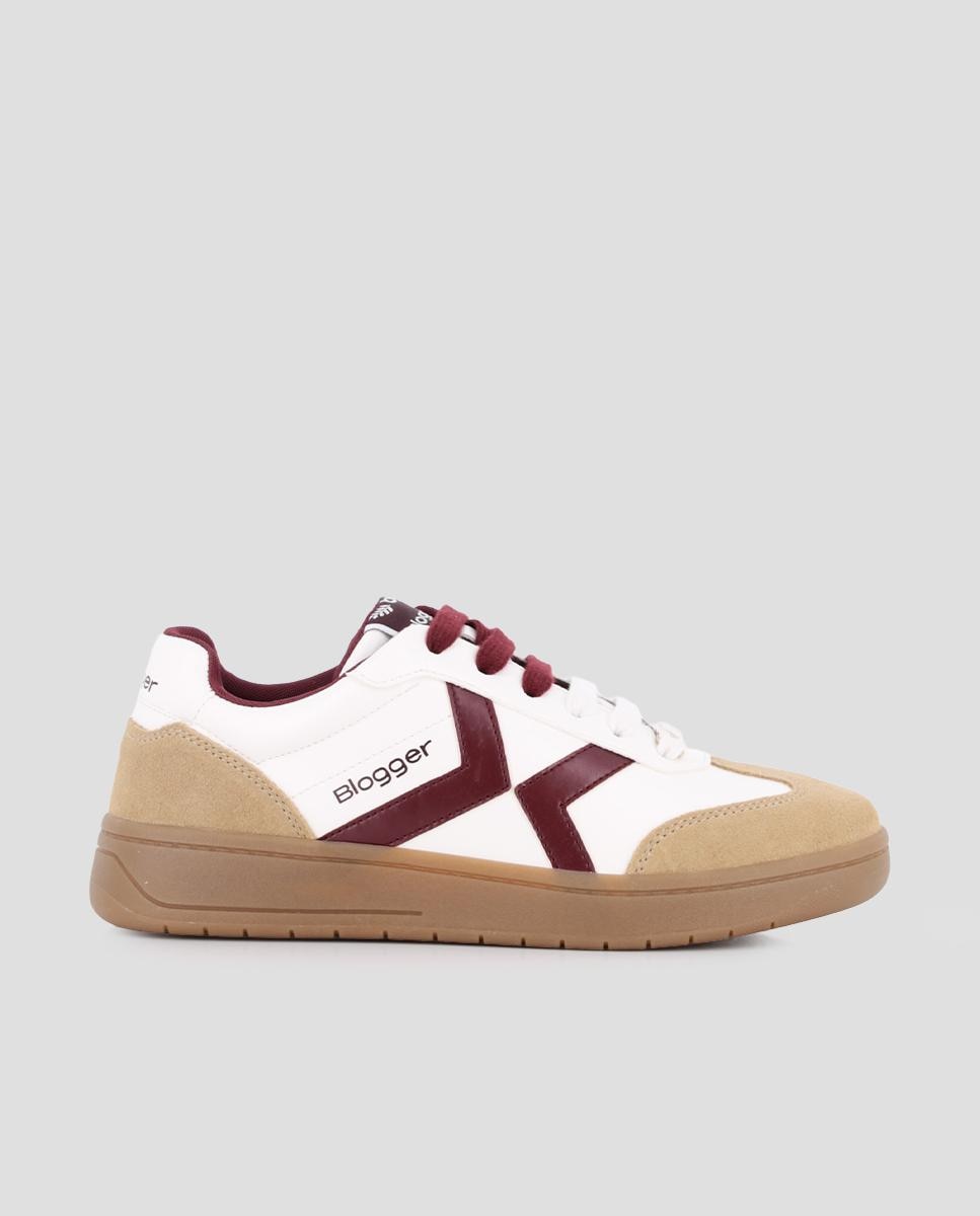 Zapatillas deportiva de piel de mujer nakira 03 - Blogger - Blanco Blanco-1