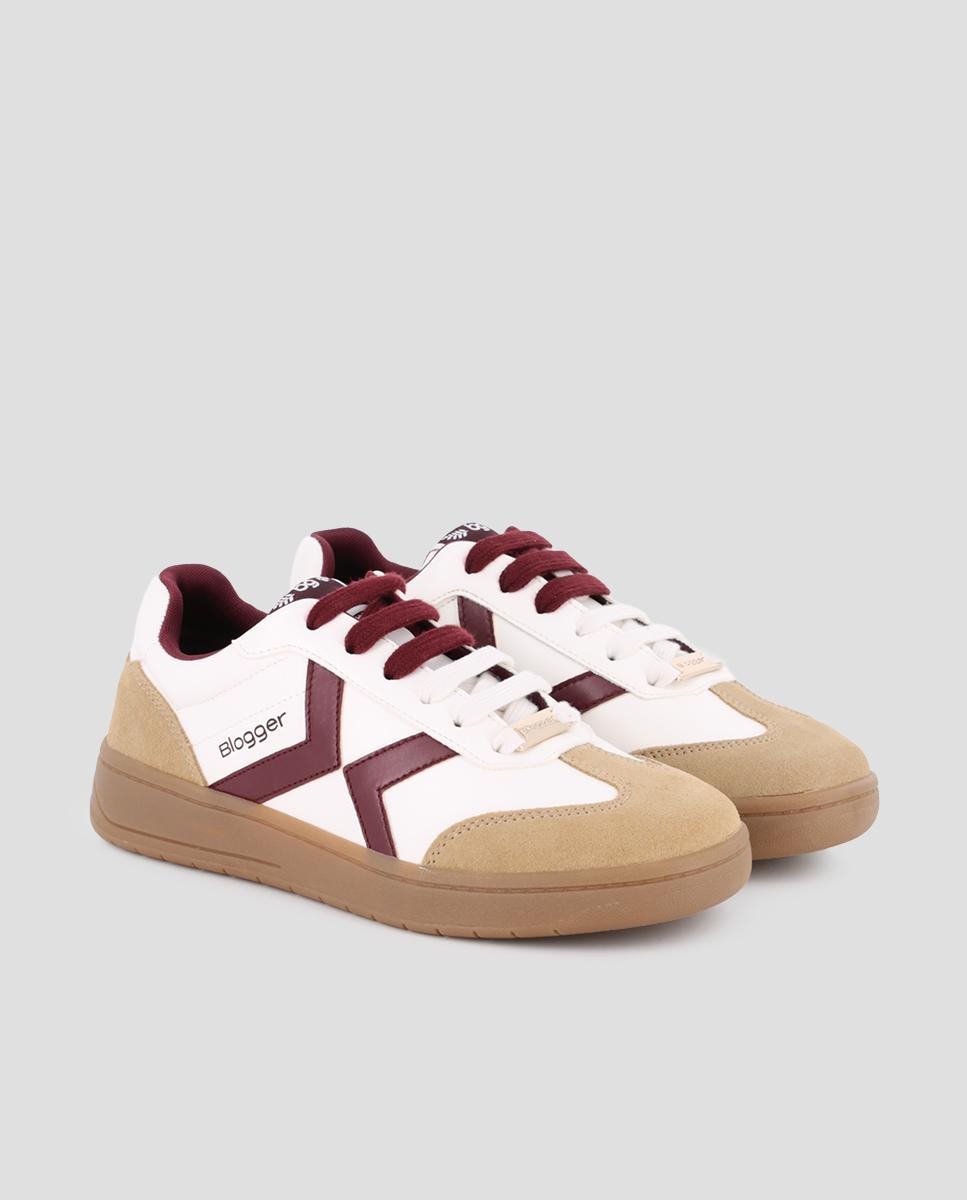 Zapatillas deportiva de piel de mujer nakira 03 - Blogger - Blanco Blanco-3