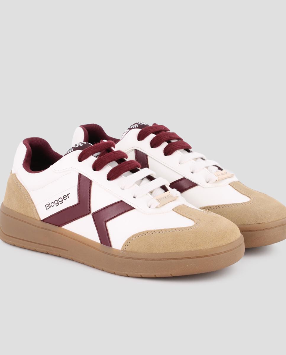 Zapatillas deportiva de piel de mujer nakira 03 - Blogger - Blanco Blanco-4