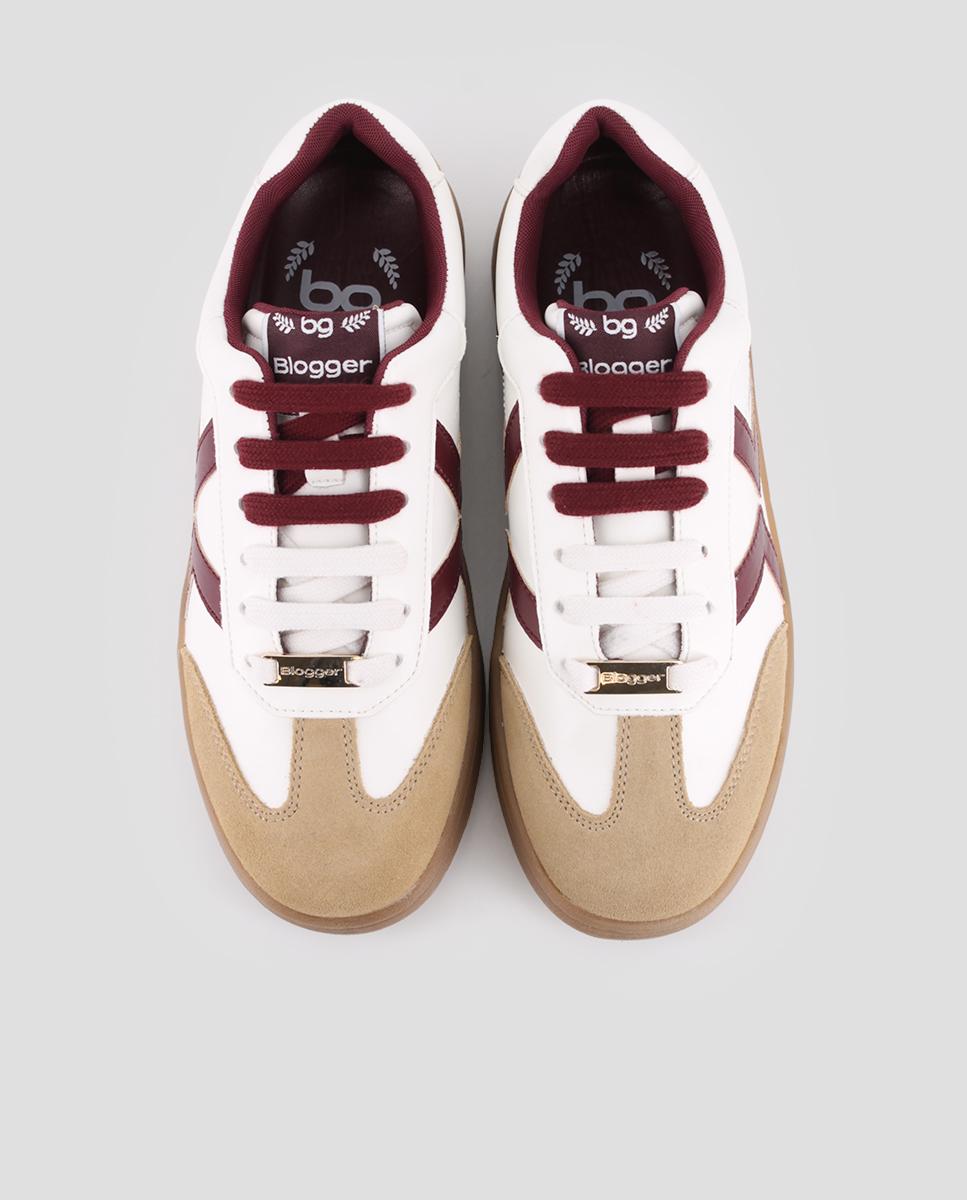 Zapatillas deportiva de piel de mujer nakira 03 - Blogger - Blanco Blanco-5