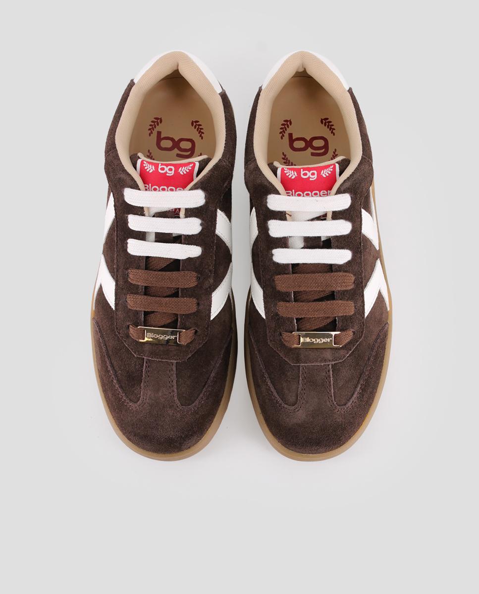 Zapatillas deportiva de piel de mujer nakira 03 - Blogger - Marrón Marrón-5