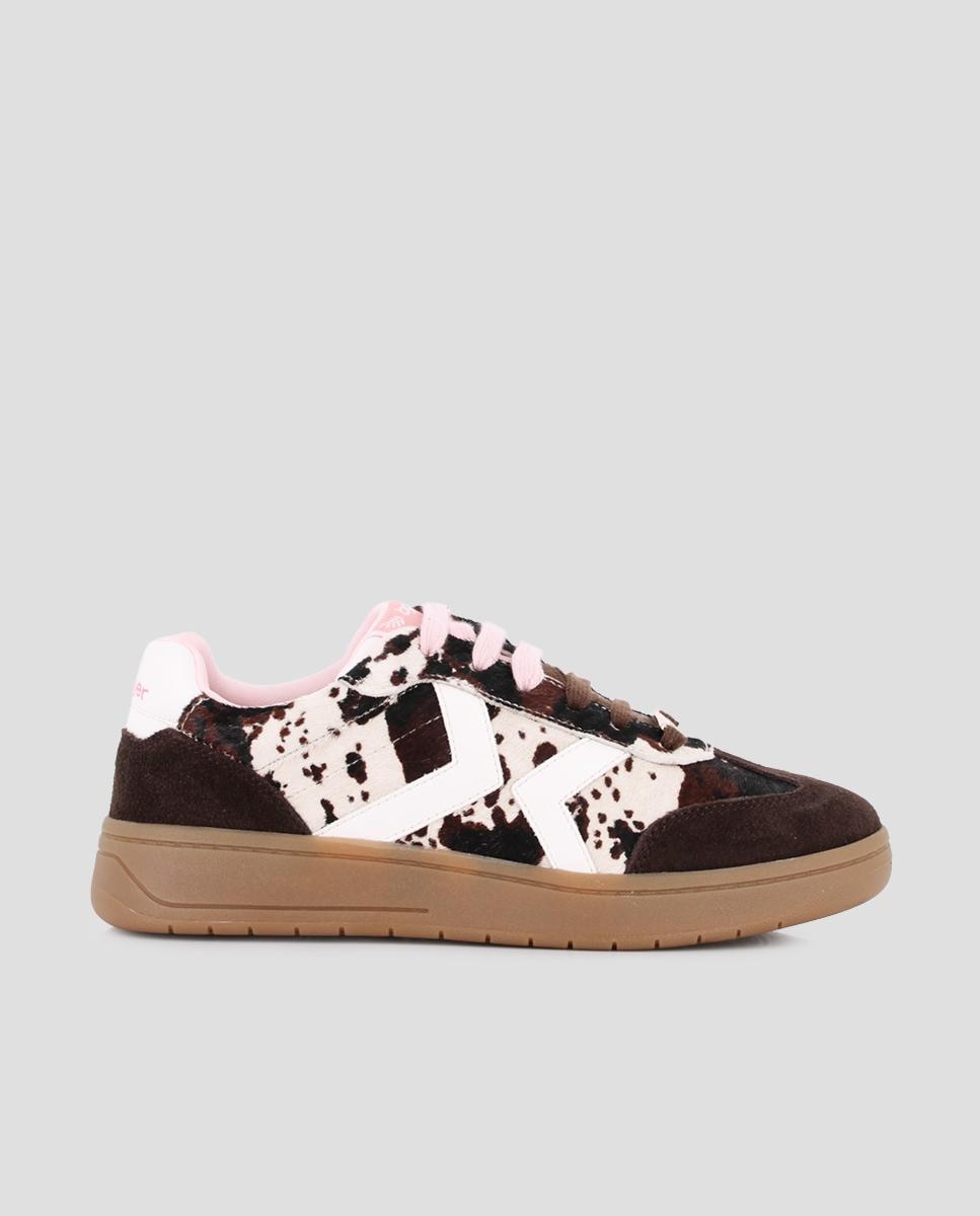 Zapatillas deportiva de piel de serraje de mujer nakira 04 animal print - Blogger - Marrón Marrón-1
