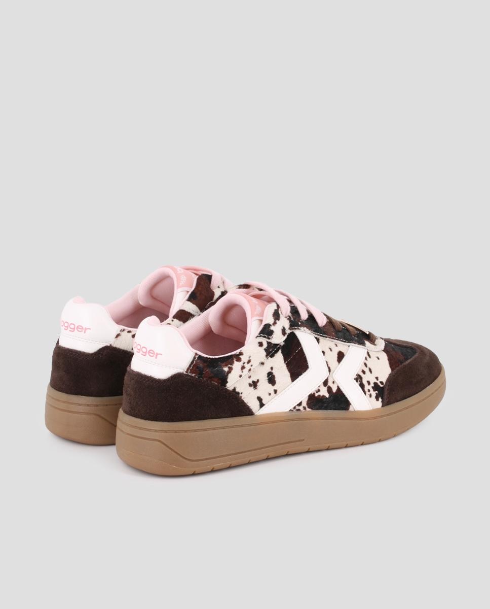 Zapatillas deportiva de piel de serraje de mujer nakira 04 animal print - Blogger - Marrón Marrón-2