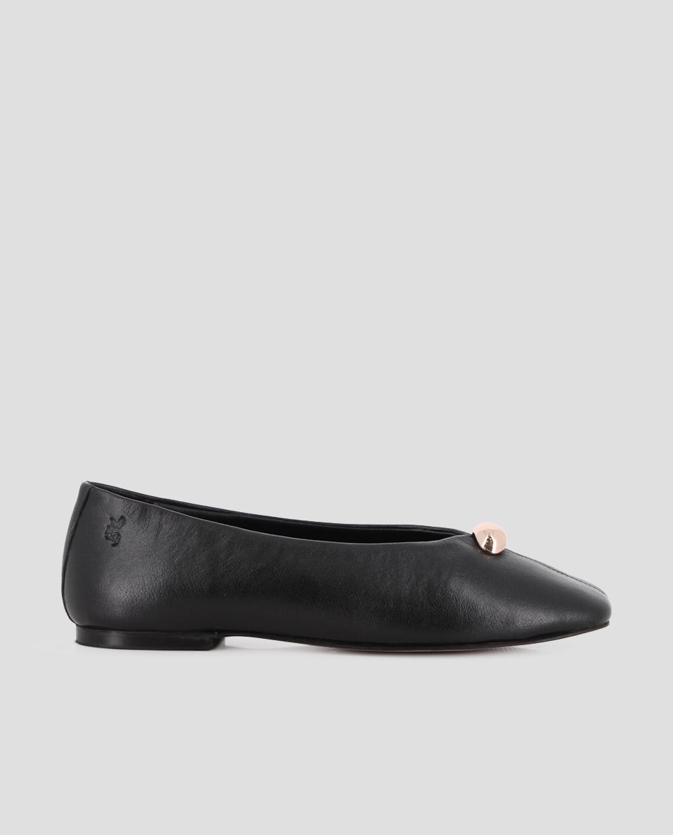 Bailarinas planas mildre de piel - Blogger - Negro Negro-1