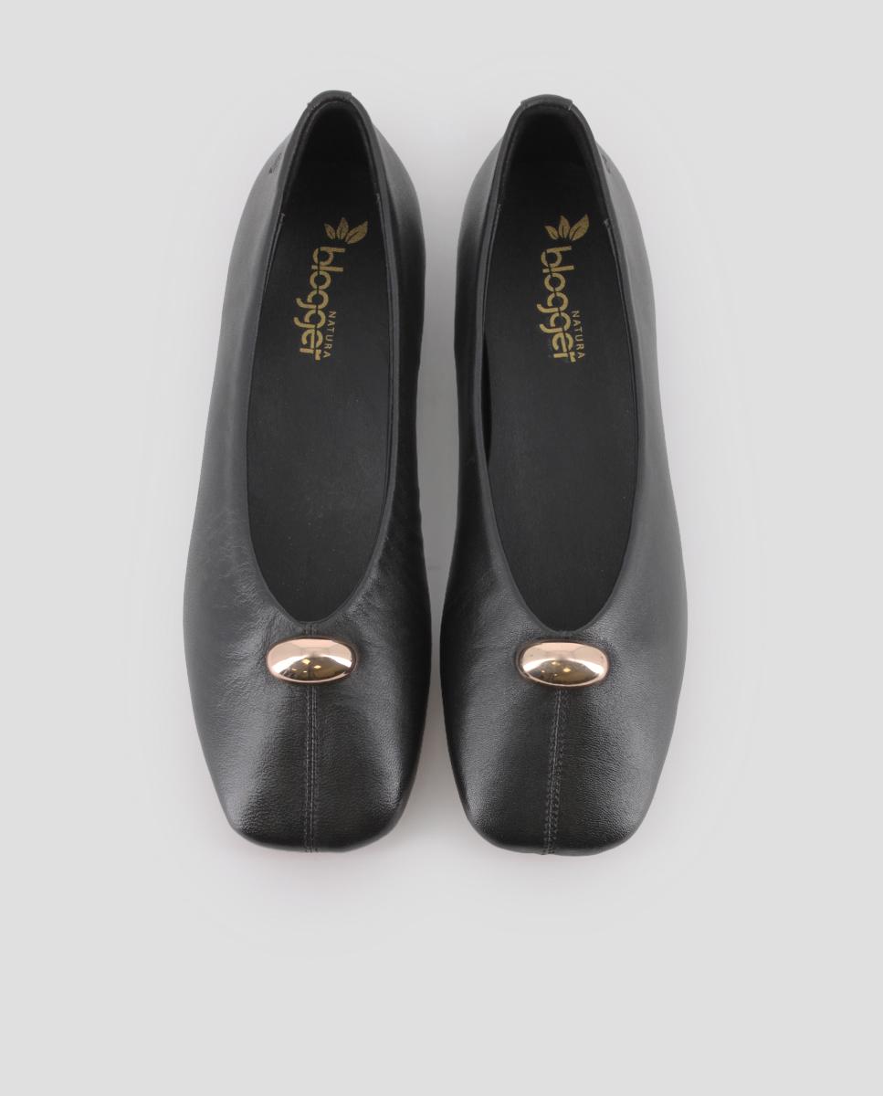 Bailarinas planas mildre de piel - Blogger - Negro Negro-5