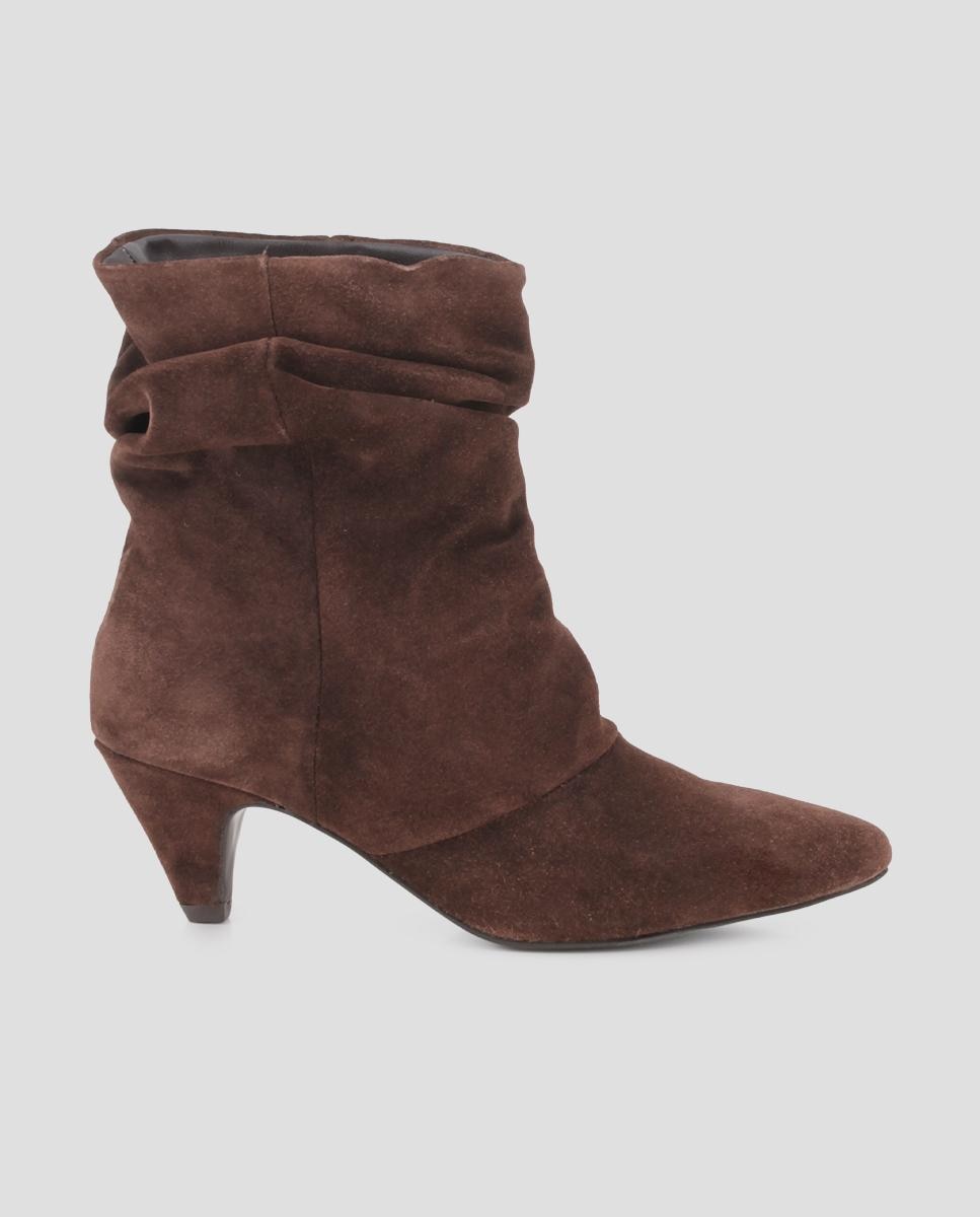 Botines de mujer de piel antea con tacón - Blogger - Marrón Marrón-1