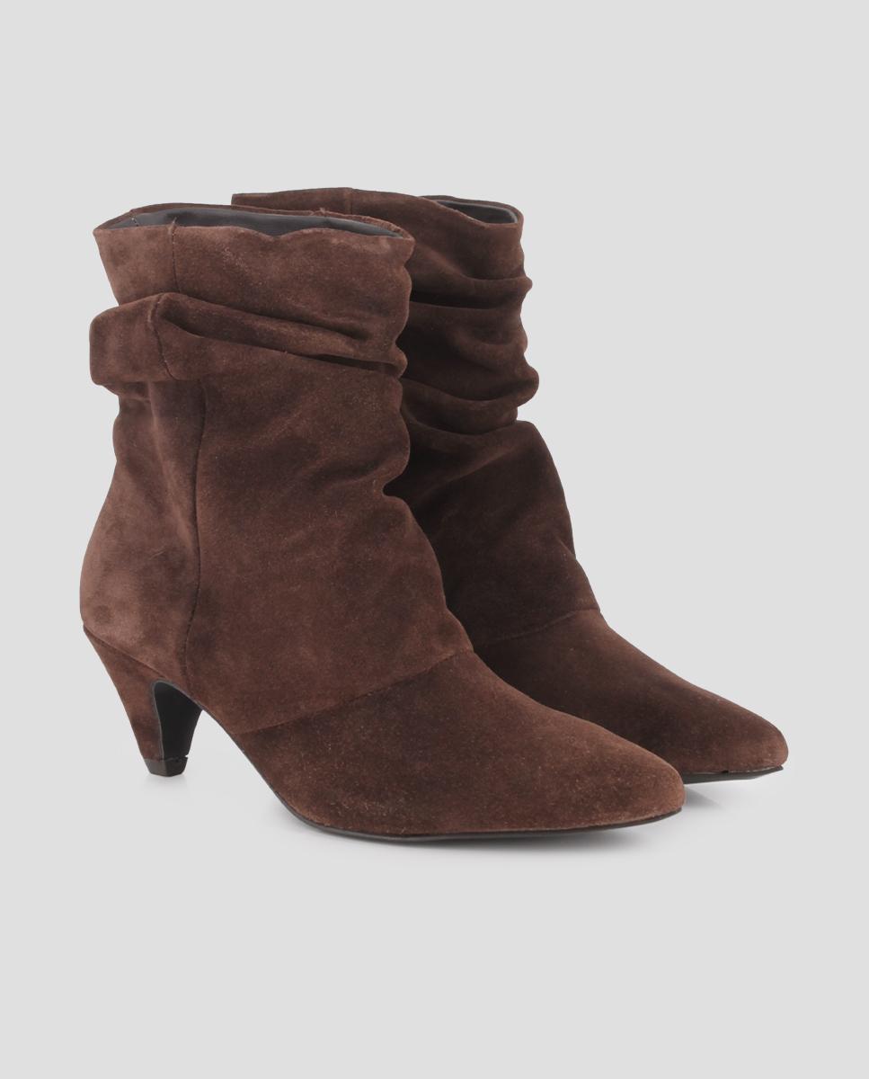 Botines de mujer de piel antea con tacón - Blogger - Marrón Marrón-3
