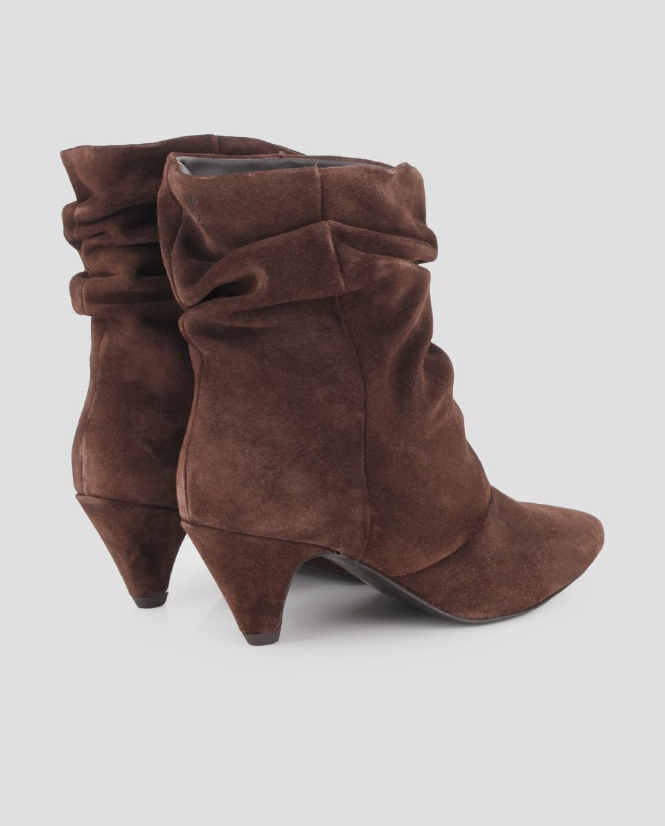 Botines de mujer de piel antea con tacón - Blogger - Marrón Marrón-2