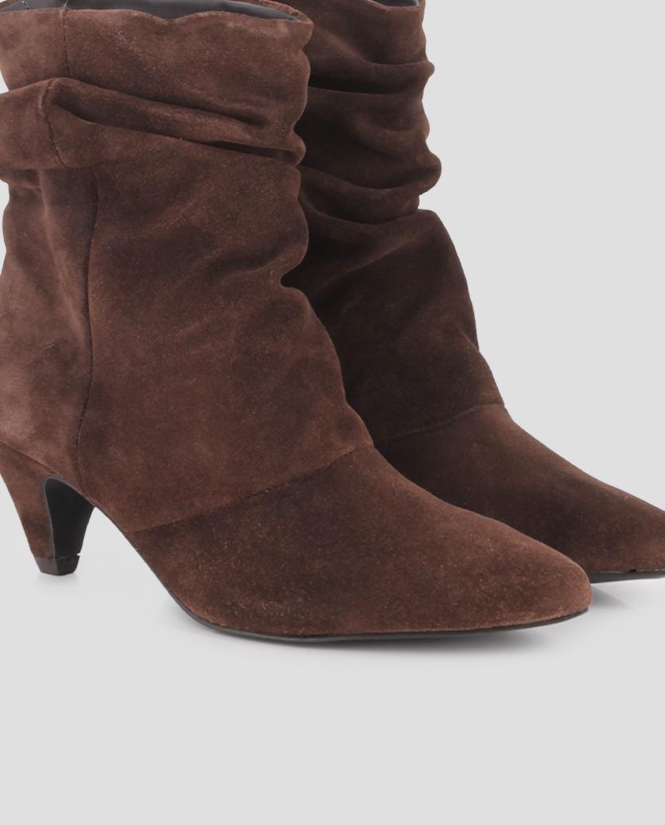 Botines de mujer de piel antea con tacón - Blogger - Marrón Marrón-4