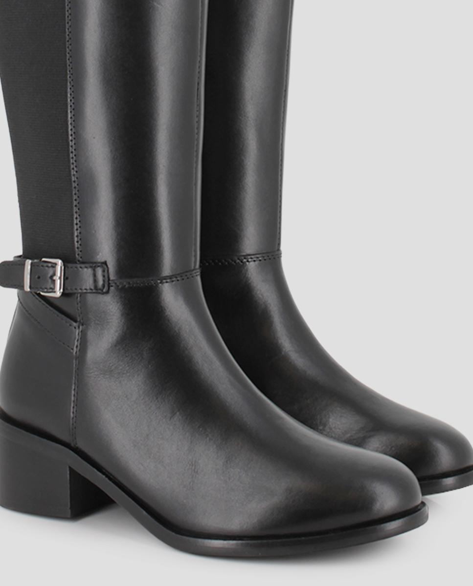 Botas altas de mujer de piel jasmin 02 con hebilla - Blogger - Negro Negro-4