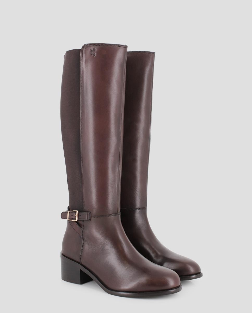 Botas altas de mujer de piel jasmin 02 con hebilla - Blogger - Marrón Marrón-3