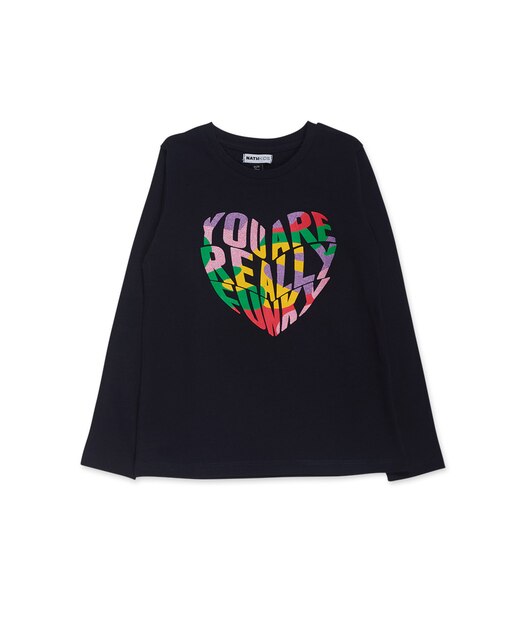 Camiseta de niña de punto en azul