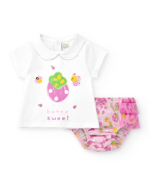 Imagen 0 de Conjunto de bebé niña con camiseta de manga corta y braguita estampada