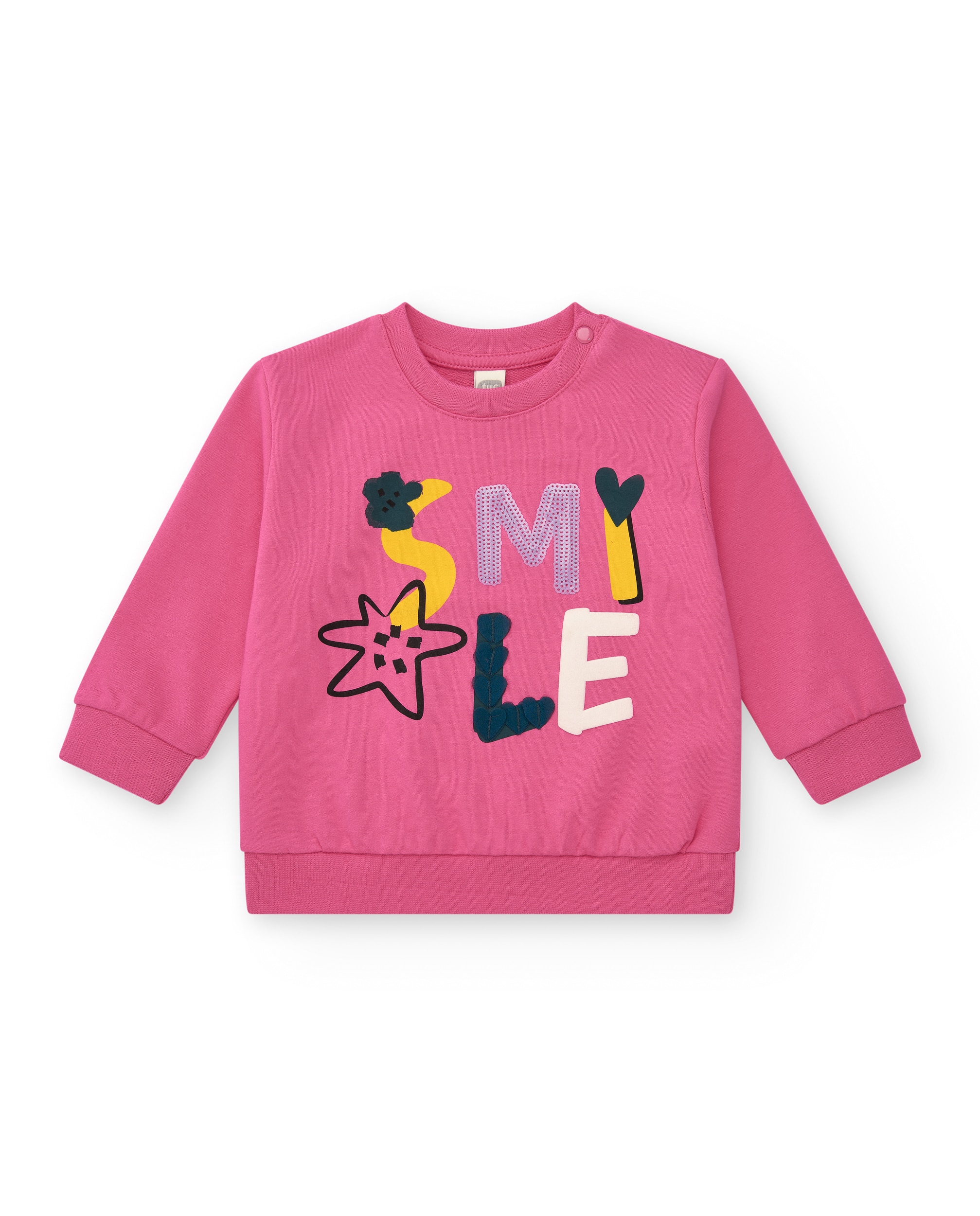 Sudadera de niña con cuello redondo y letrero 