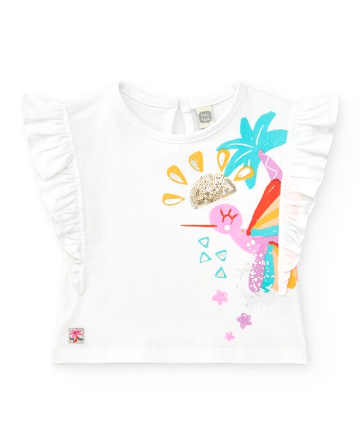 Imagen 0 de Camiseta de bebé niña con colibrí tropical y lentejuelas