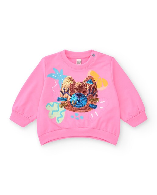 Imagen 0 de Sudadera de bebé niña con cuello redondo y puños acanalados