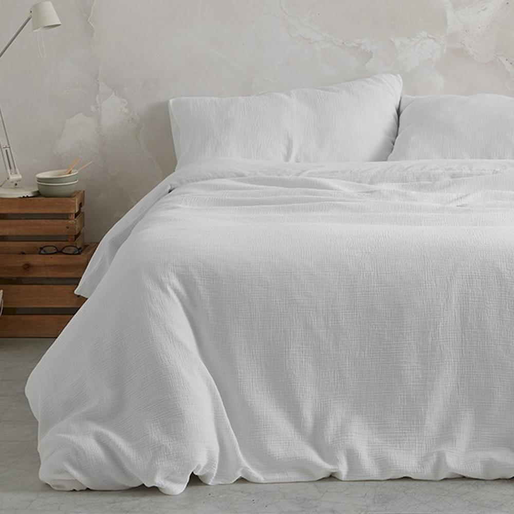 Juego de funda nórdica algodón Finest Manterol - Blanco Cama 90 cm Blanco-1