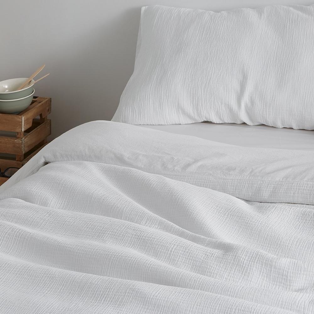 Juego de funda nórdica algodón Finest Manterol - Blanco Cama 90 cm Blanco-2