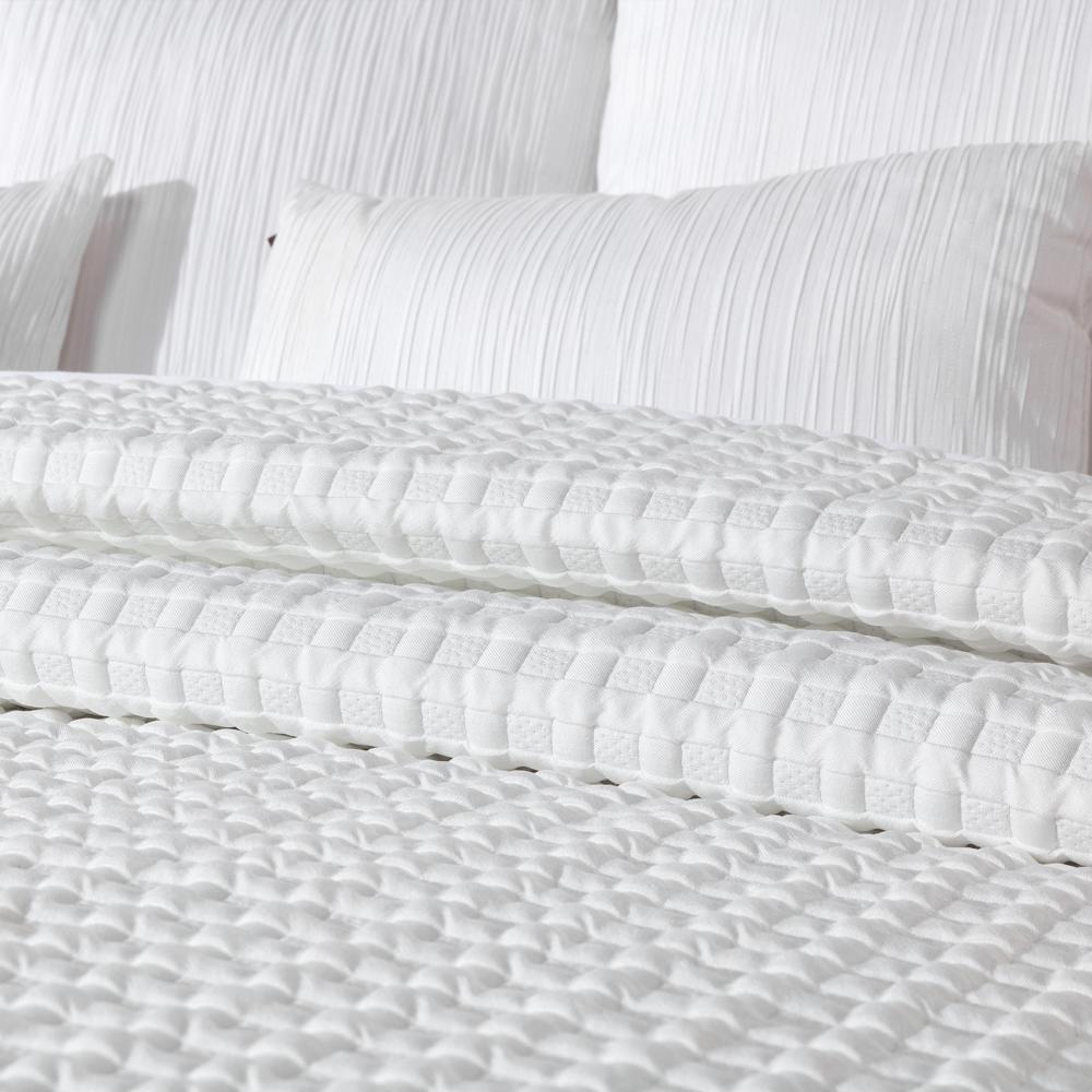 Colcha jacquard dibujo gofre Kai Manterol - Blanco Cama 180 cm Blanco-3