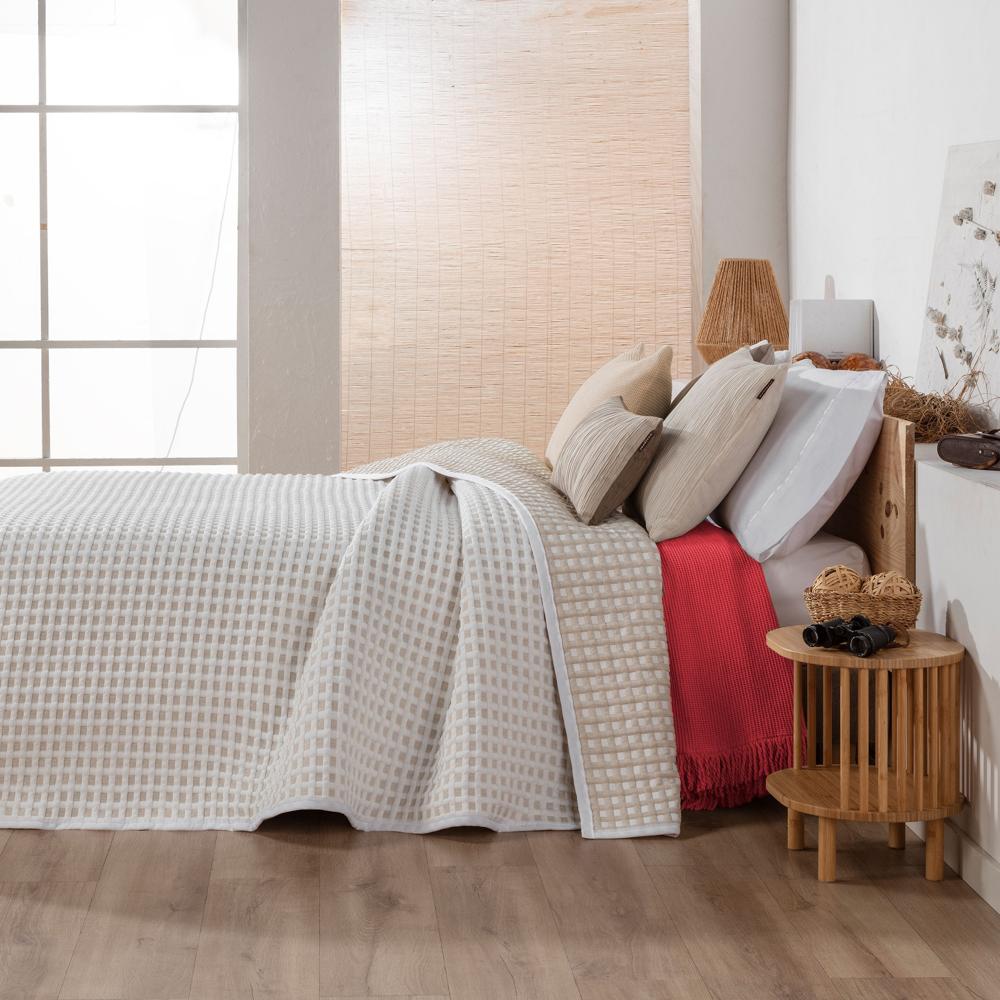 Imagen 0 de Colcha jacquard dibujo gofre Kai Manterol Blanco