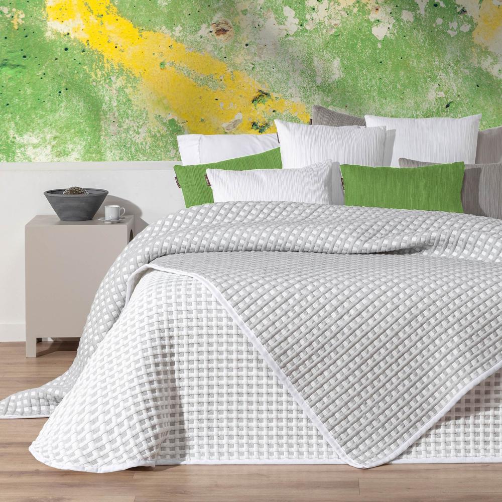 Colcha jacquard dibujo gofre Kai Manterol - Gris Cama 180 cm Gris-1