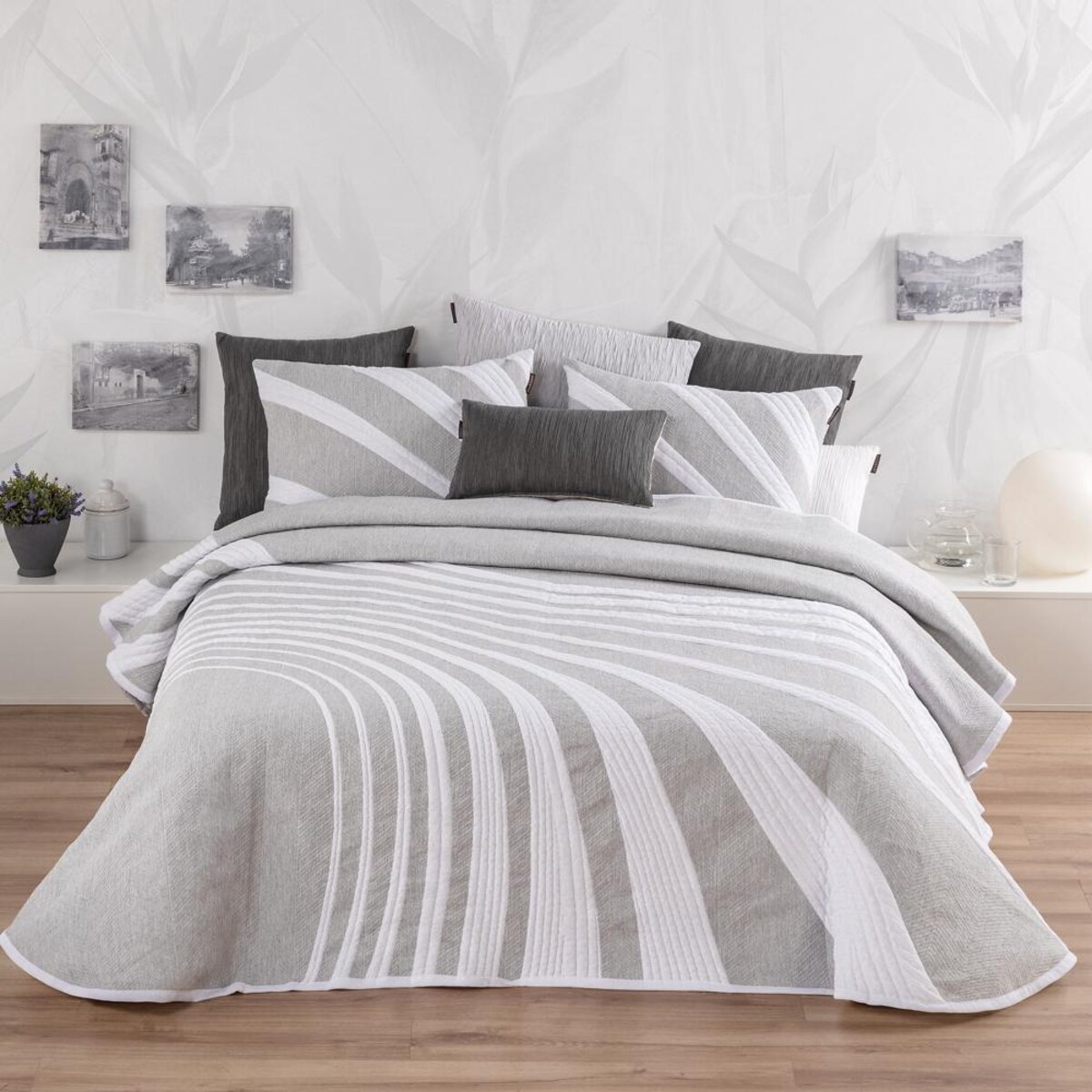 Colcha jacquard Urban Chic Manterol Cama 135 cm Gris