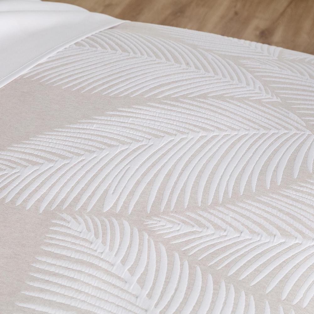 Imagen 2 de Colcha cubrecama jacquard algodón Palma Manterol - Beige Cama 180 cm Beige