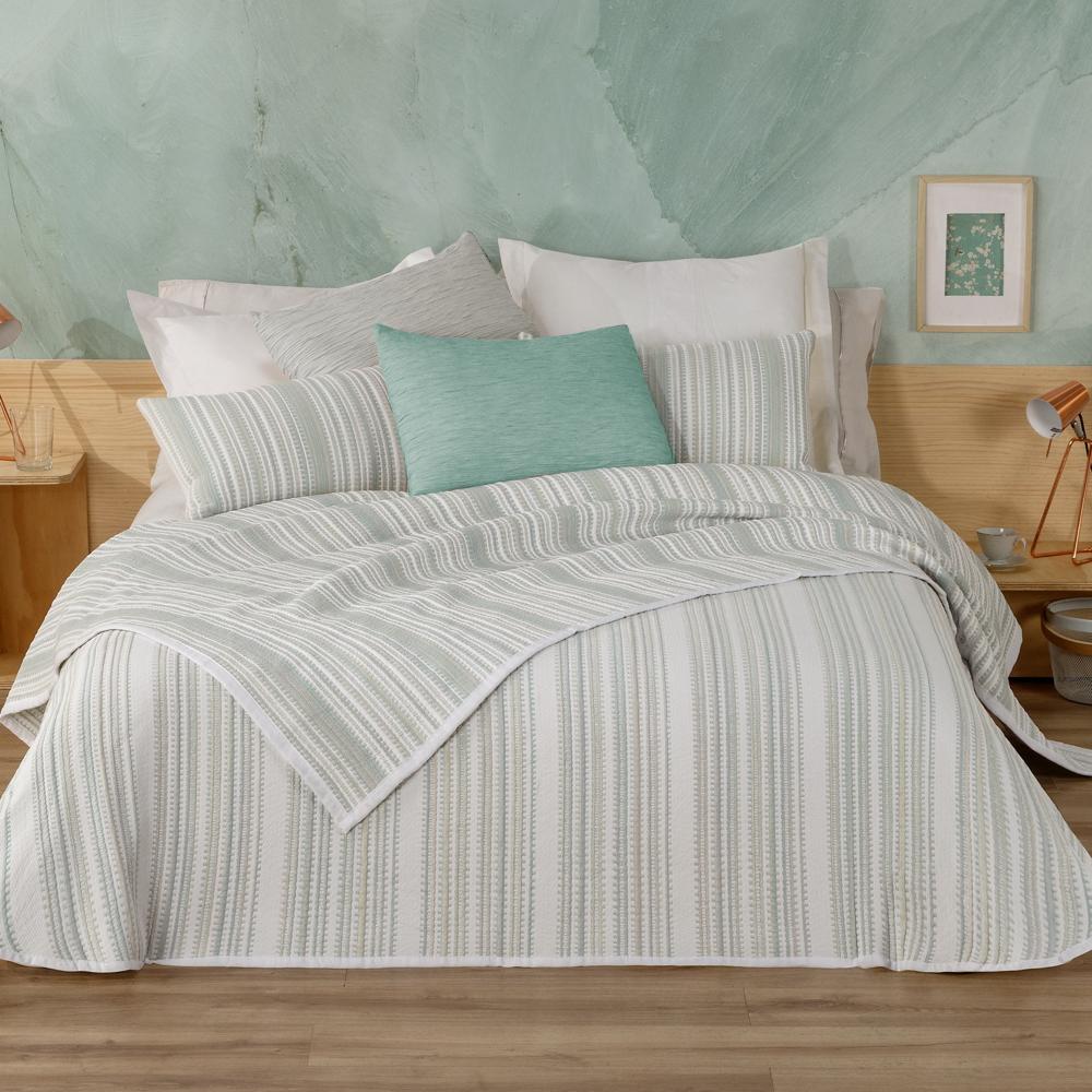 Colcha cubrecama jacquard bambu Tribe Manterol - Verde Cama 90 cm Verde-1