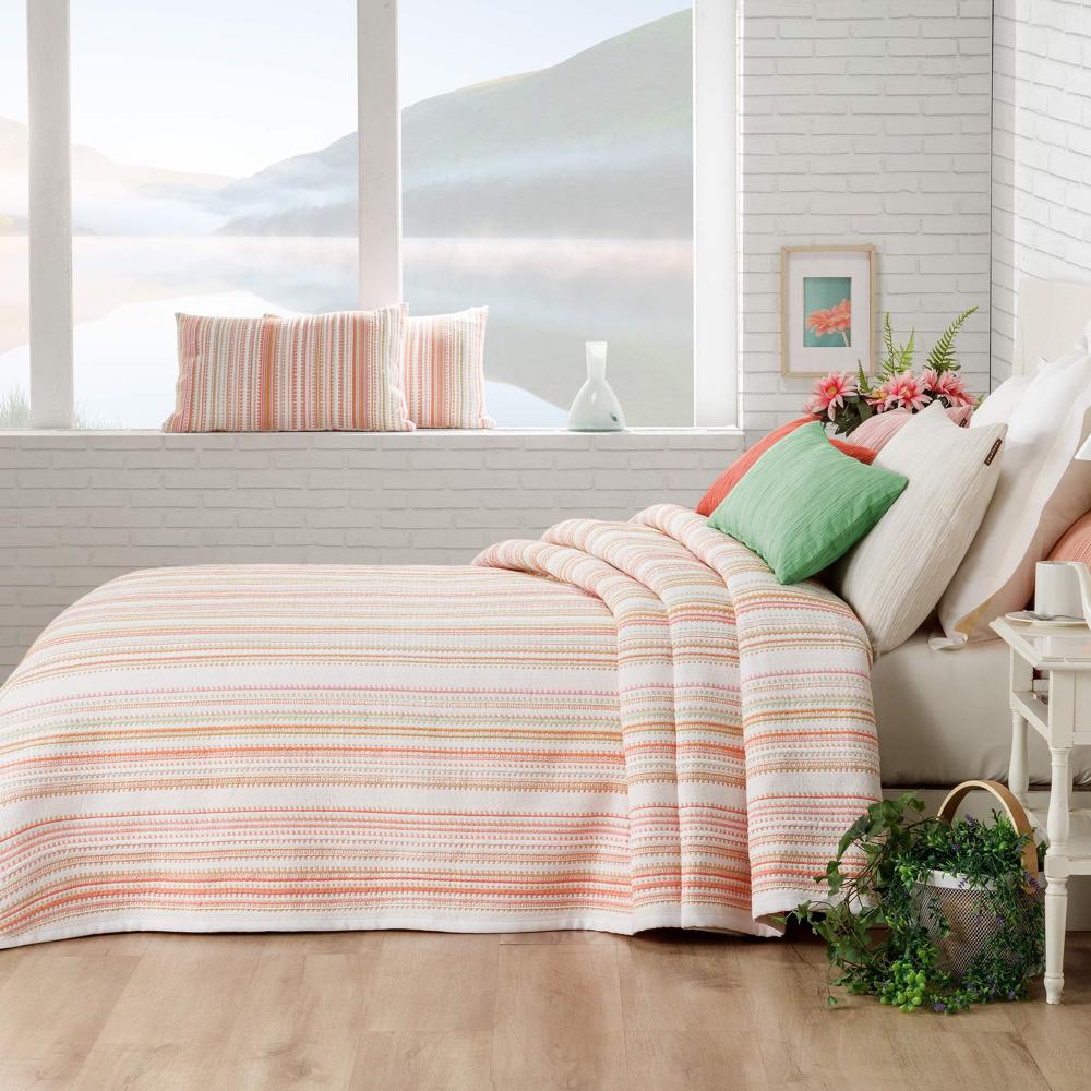 Imagen 0 de Colcha cubrecama jacquard bambu Tribe Manterol Rosa