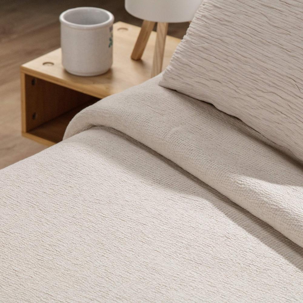 Imagen 3 de Colcha cubrecama lisa Puker Manterol - Beige Cama 90 cm Beige