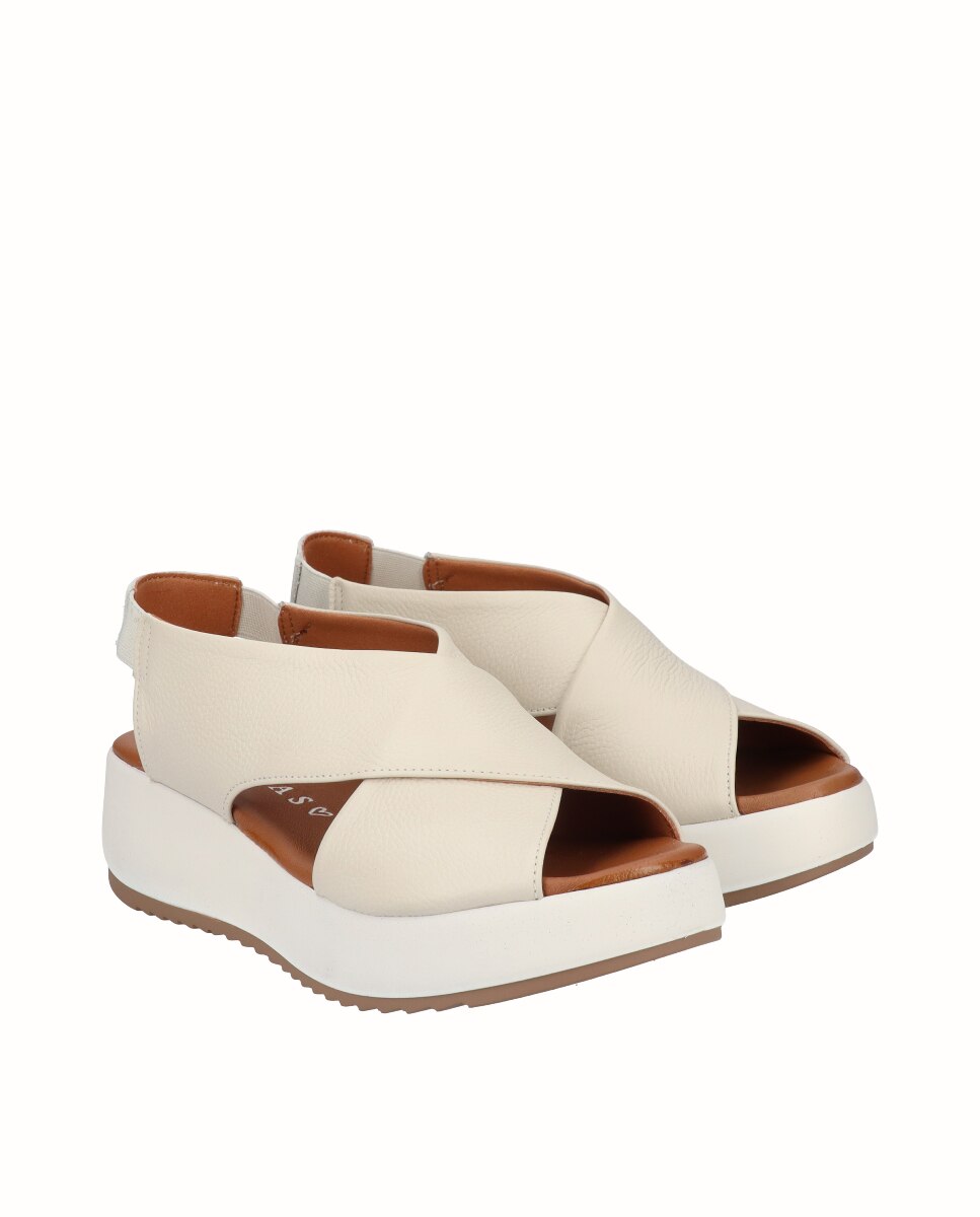 Sandalias de plataforma de mujer de piel - D'Chicas - Oro Crema-3