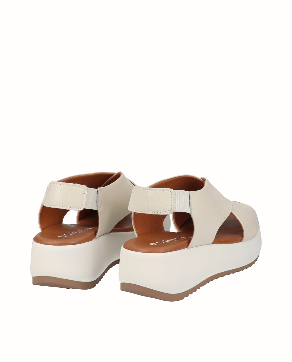 Sandalias de plataforma de mujer de piel - D'Chicas - Oro Crema-2