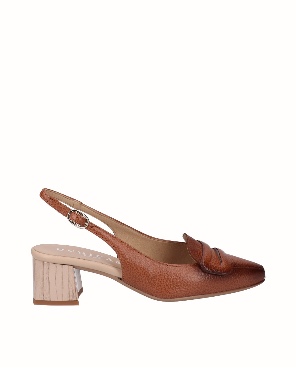 D'Chicas - Zapatos de salón de mujer de piel destalonados con hebilla.