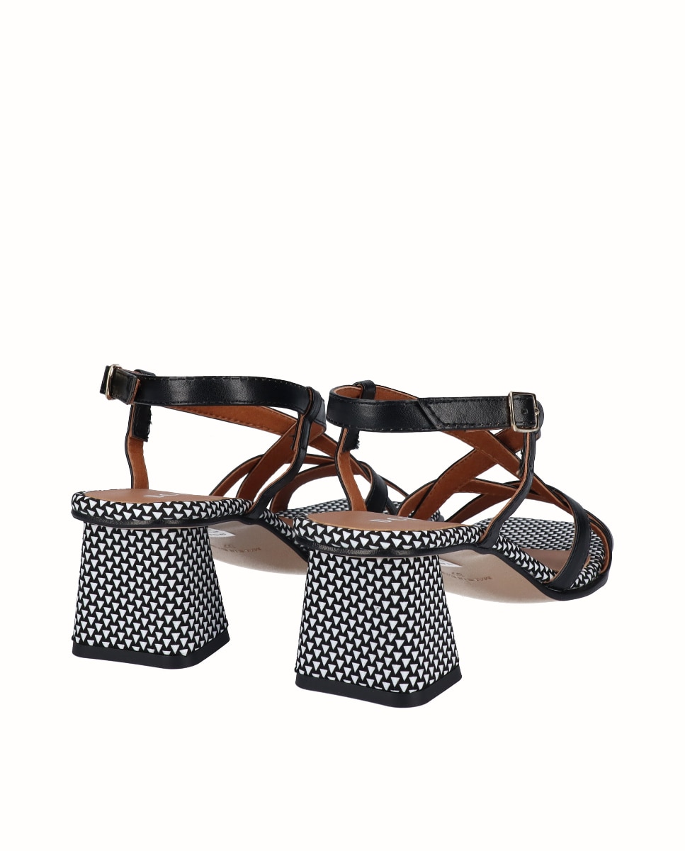 Sandalias de tiras de tacón de mujer - D'Chicas - Negro Negro-2