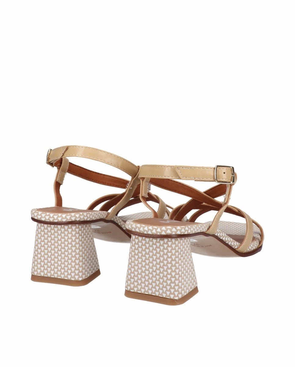 Sandalias de tiras de tacón de mujer - D'Chicas - Beige Beige-2