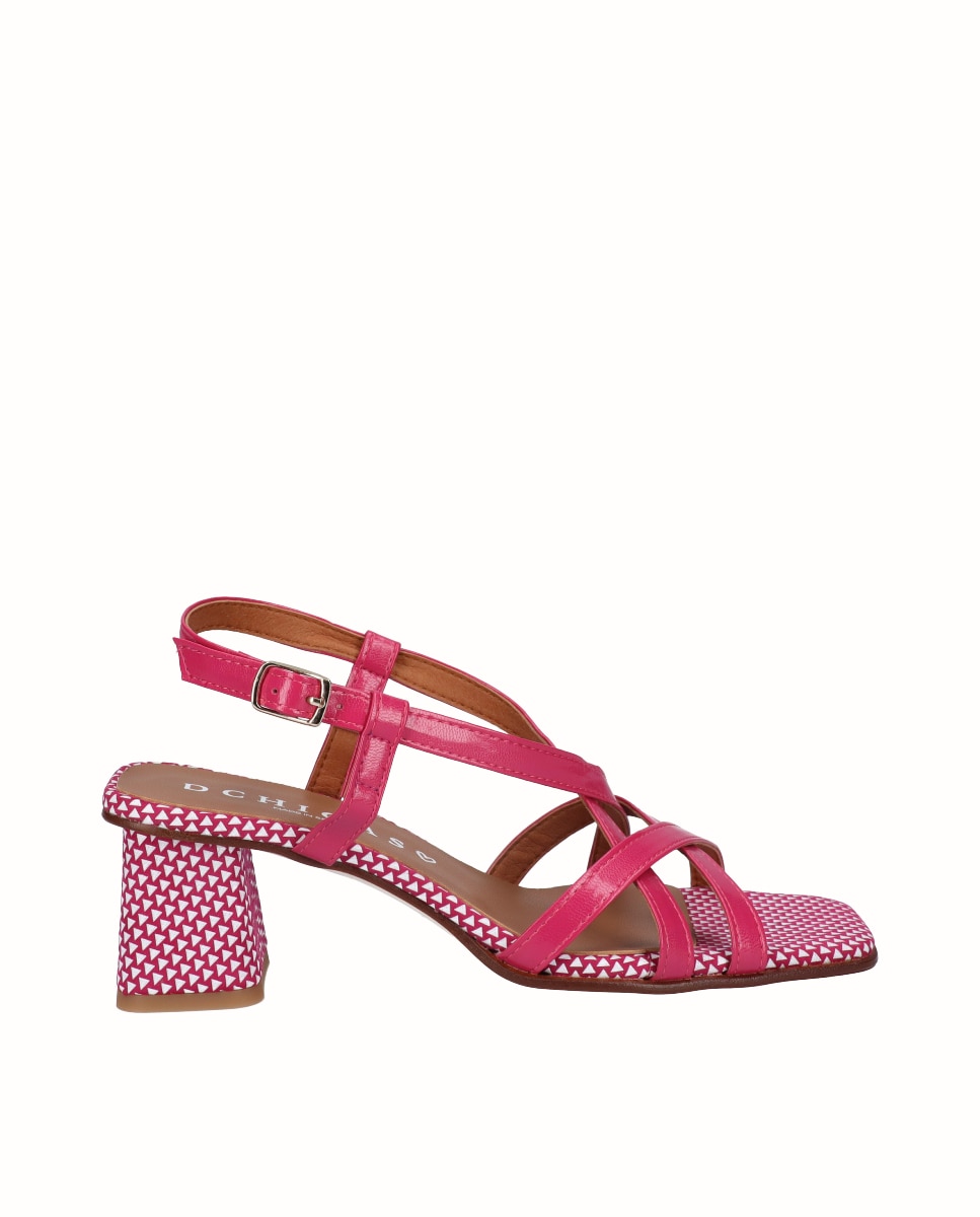 Sandalias de tiras de tacón de mujer - D'Chicas - Fucsia Fucsia-1