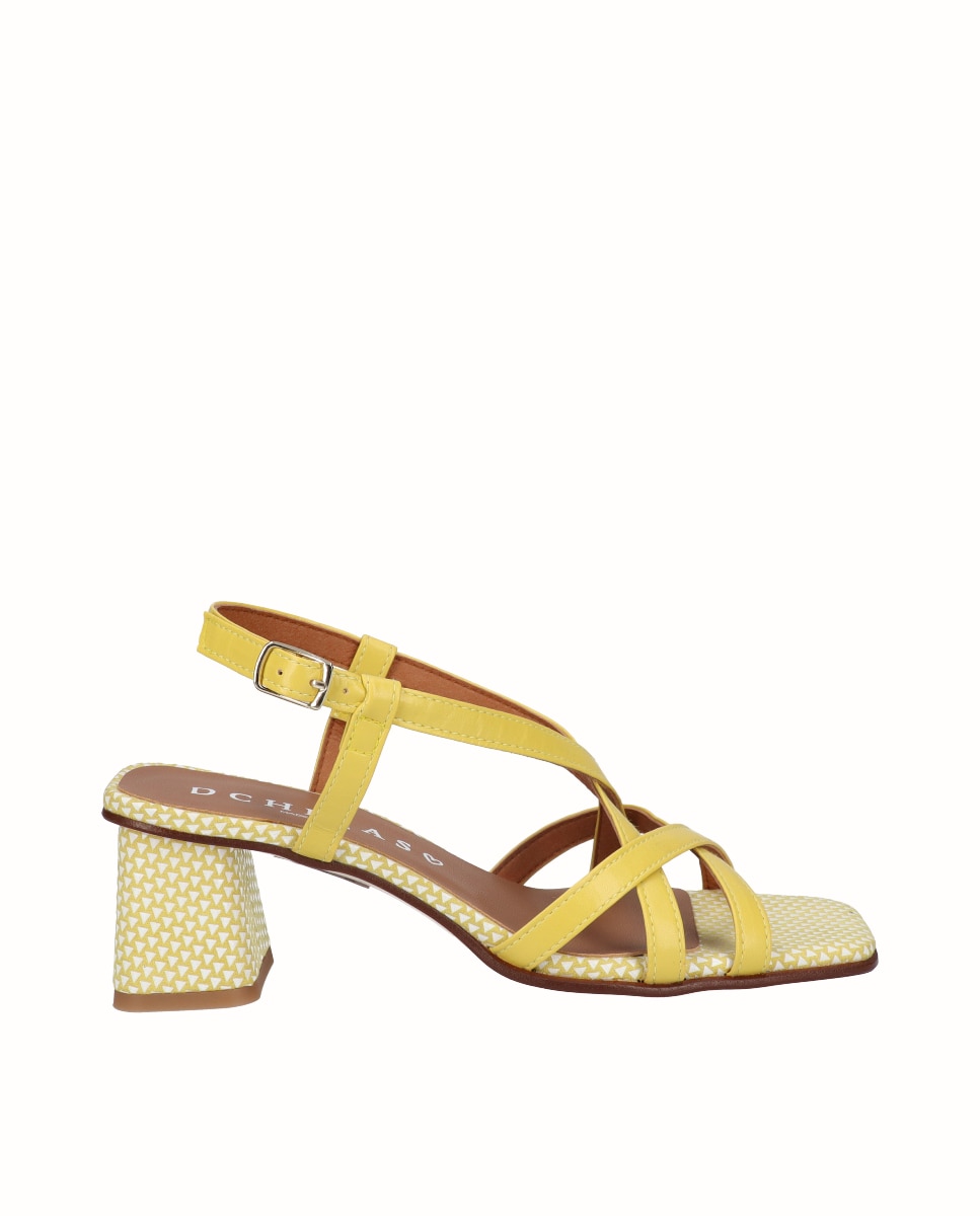 Sandalias de tiras de tacón de mujer - D'Chicas - Amarillo Amarillo-1