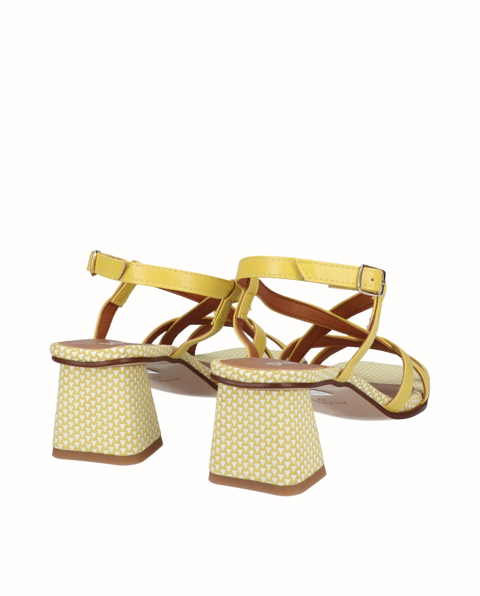 Sandalias de tiras de tacón de mujer - D'Chicas - Amarillo Amarillo-2