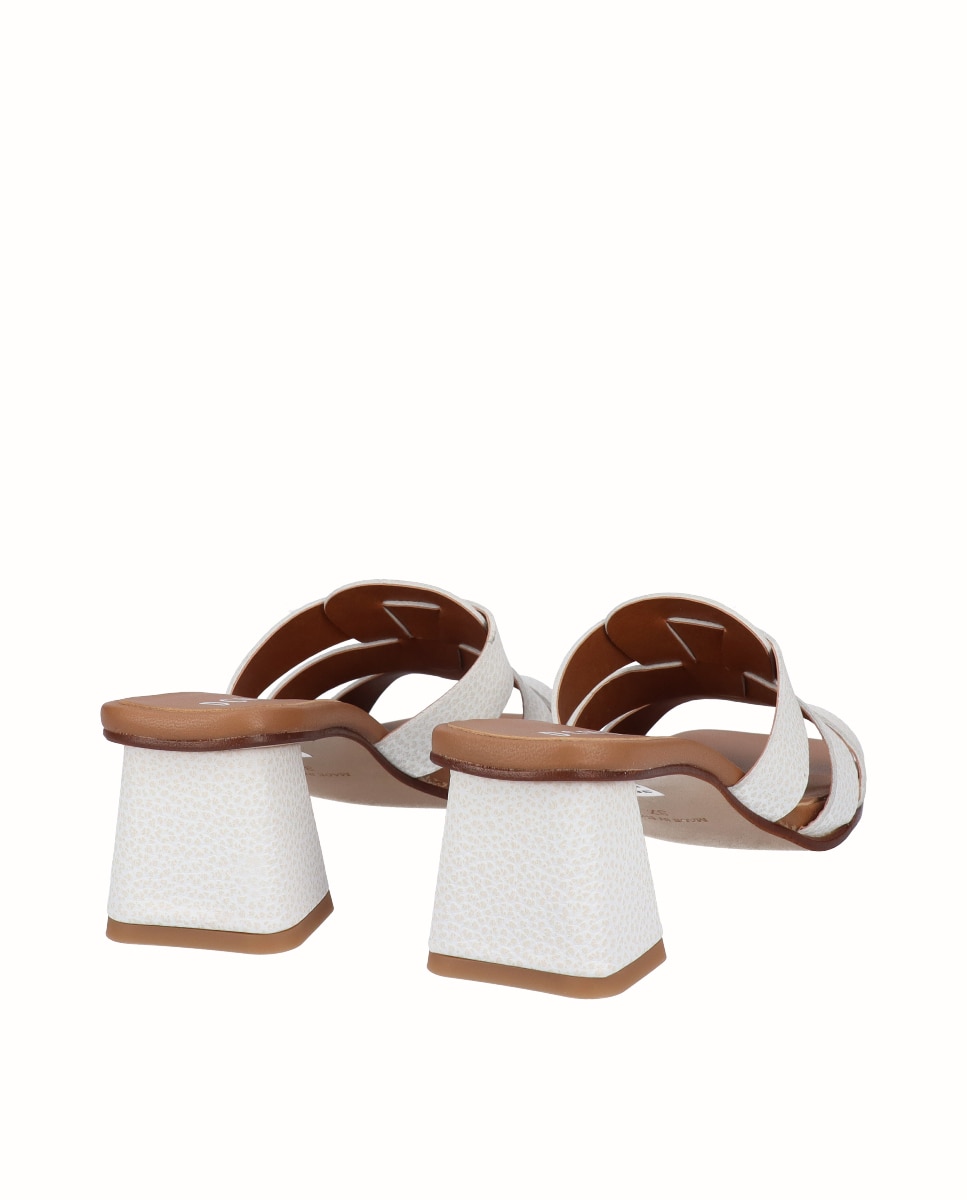 Zuecos de tacón de mujer de piel - D'Chicas - Blanco Blanco-2