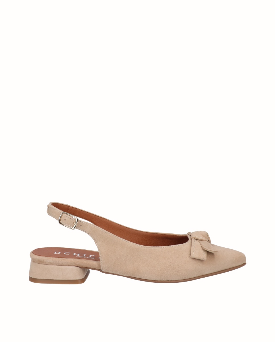 D'Chicas - Zapatos planos de mujer de ante destalonados.