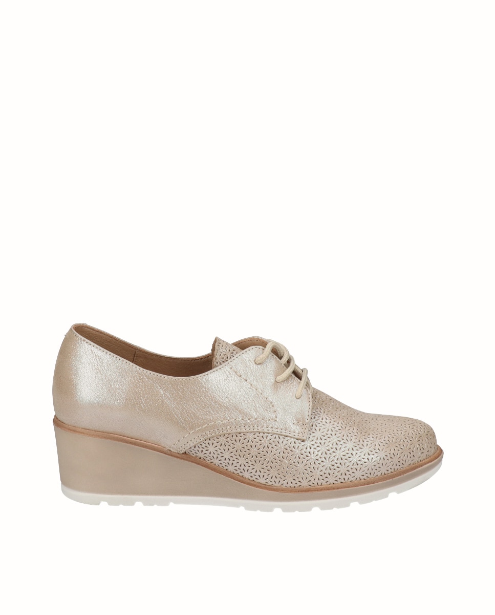 D'Chicas - Zapatos de cuña de mujer de piel con cordones.